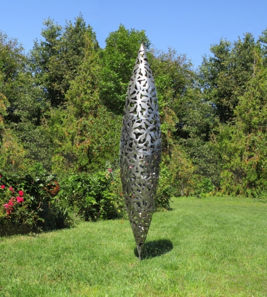 Große Gartenskulptur Edelstahl Doppelkegel